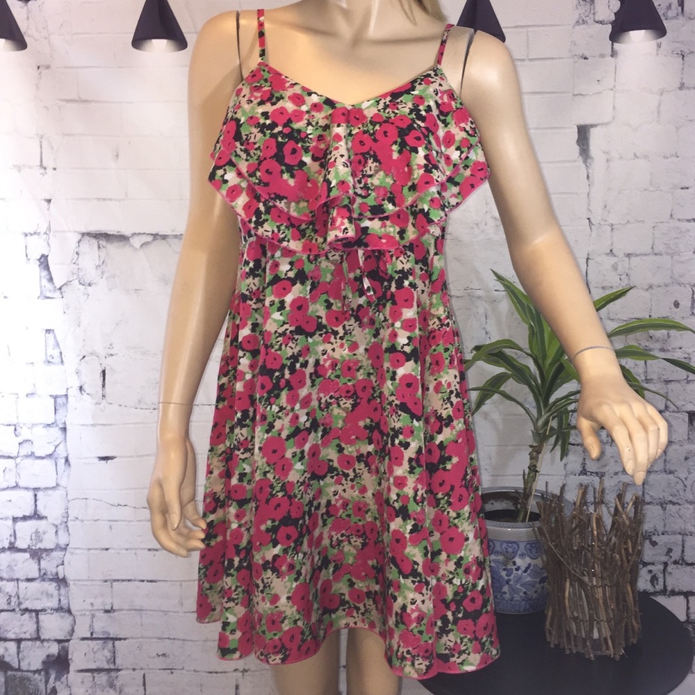 Toi et Moi Ruffle Trim Floral Sun Dress